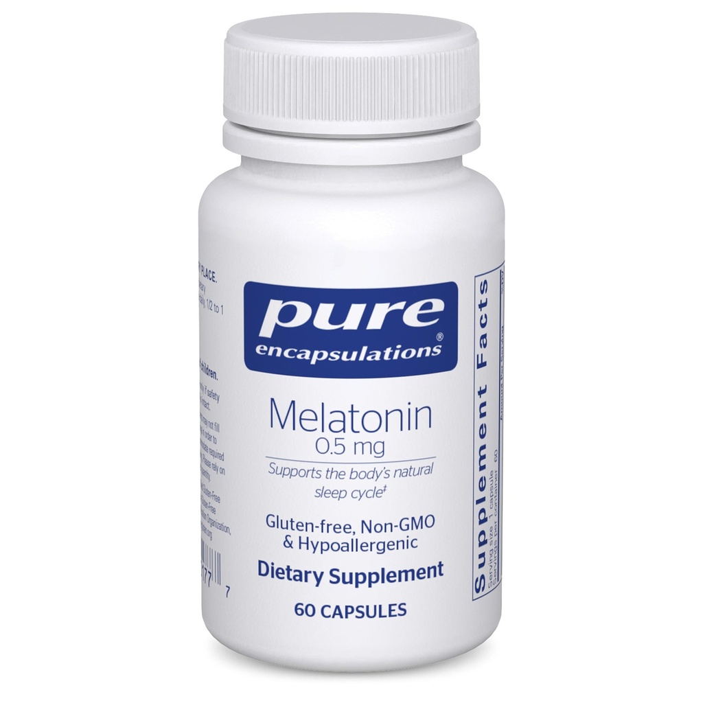 Rena inkapslingar Melatonin 0,5 mg - Naturlig sömnhjälpmedel för sänggåendet - reglerar sömnvakcykel - 0,5 mg Melatonin - Vegan & Non-GMO - 60 kapslar