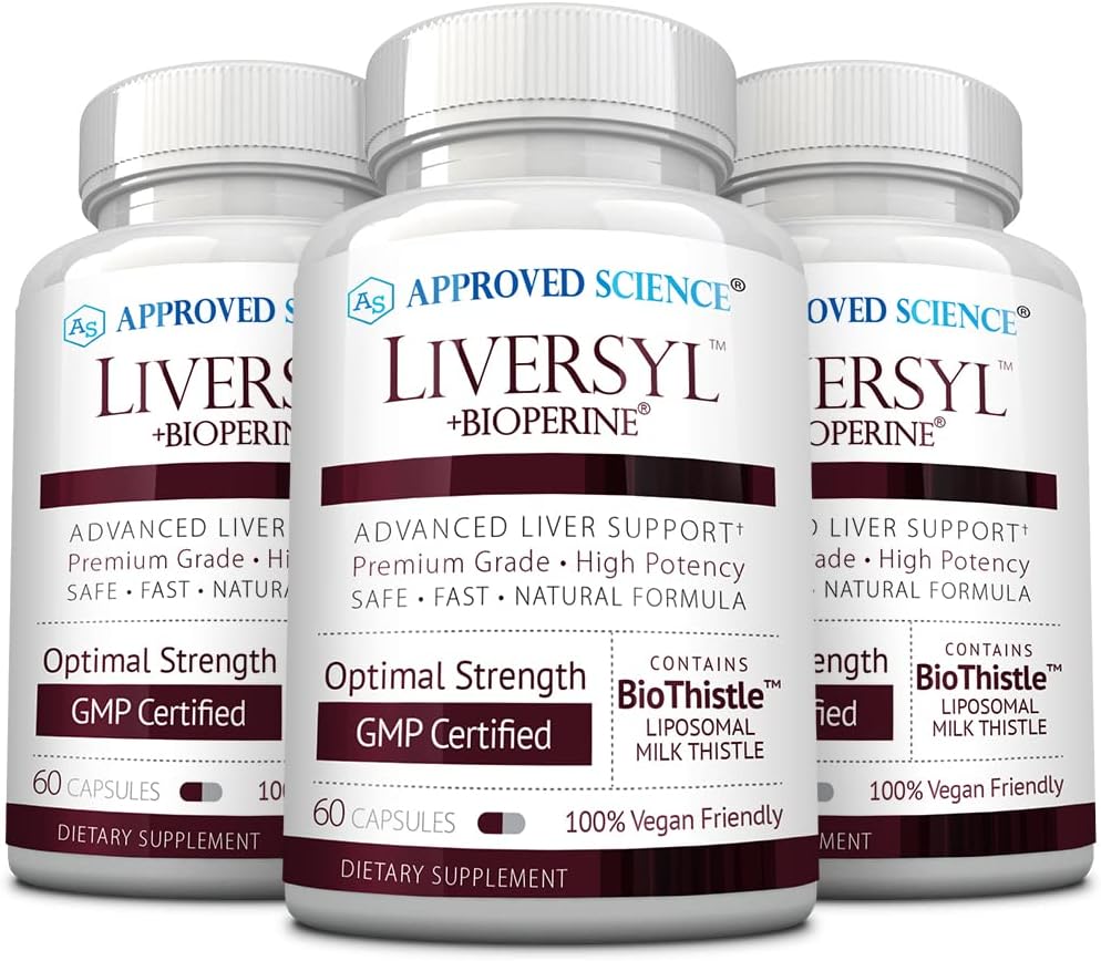 Godkänd Science Liversyl - Stöd Optimal Liver Function - Rengör och Detox - Snabb och effektiv - Milk Thistle, Artichoke Extract och Bioperine - Vegan - 180 greve - 3 månaders leverans - Made in USA