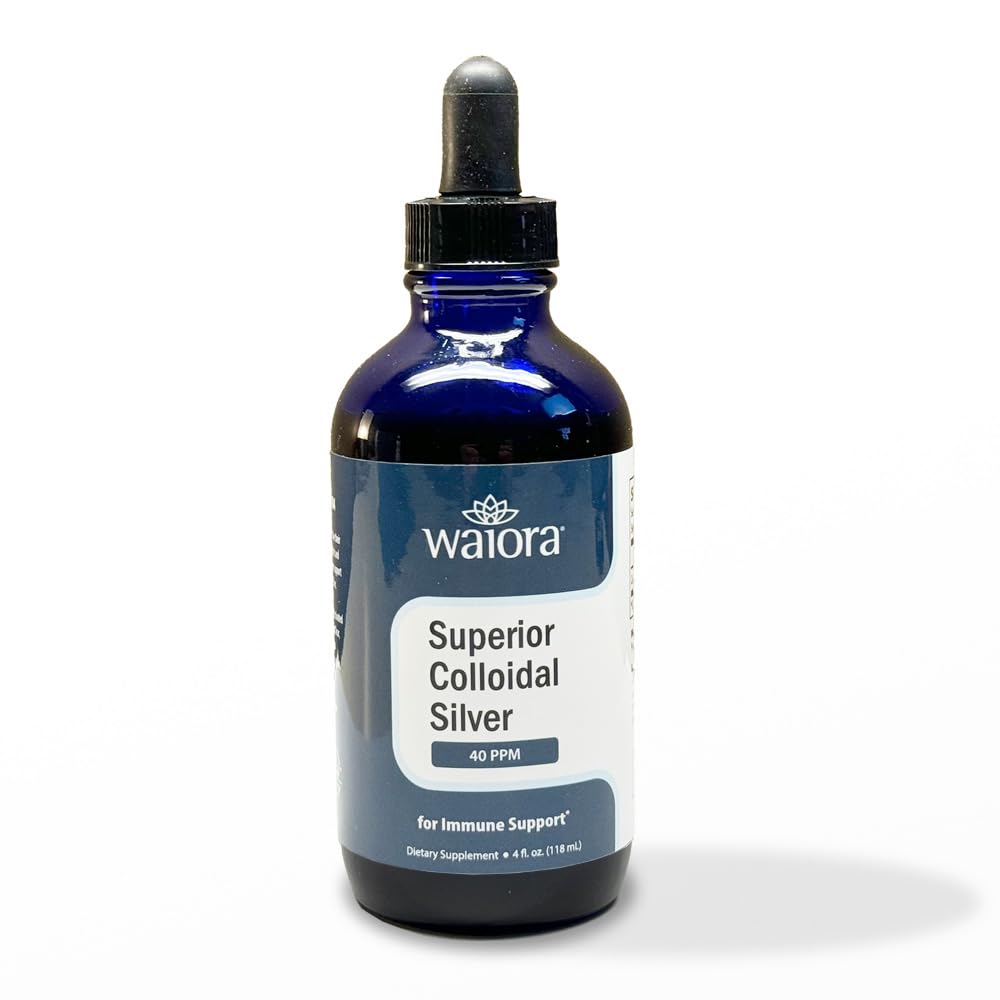 Superior Colloidal Silver, Waiora, Liquid Mineral Supplement, 40 PPM, för Immune Support, Blue Glass Bottle med Dropper (1 bott/22 serv.)