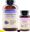 NatureWise Organic Flaxseed Oil Max 720mg ALA | Högsta Potency Flax Oil Omega 3 Garlic Odorless Softgels 1500mg Support Teeth & Immune System Health