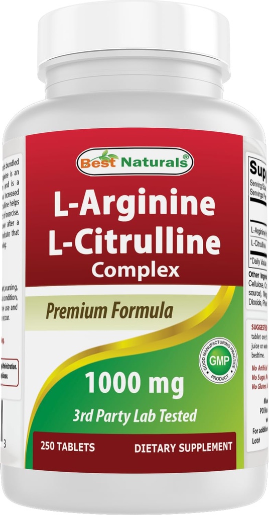 Bästa naturliga L-arginin L-Citruline komplexa tabletter, 250 greve