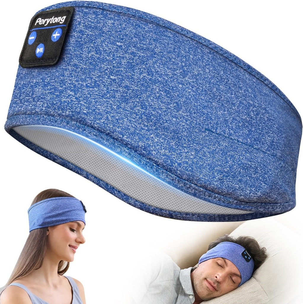 Perytong Bluetooth Headband Headphones, Sleep Headphones Bluetooth för Side Sleepers - Sleeping Headband med tunna högtalare Microphone Handsfree presentidéer för kvinnor män