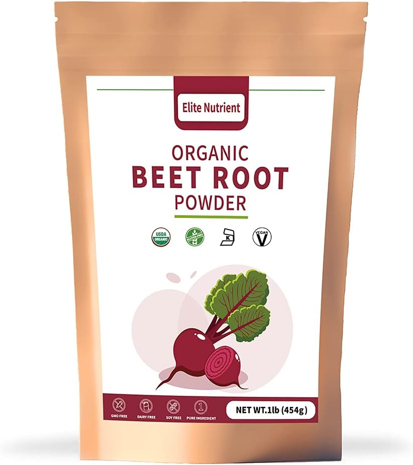 Organic Beet Root Powder, Non-GMO, Gluten Free, Vegan Superfood, Nitric Oxide Booster, Increase Stamina & Enhance Exercise Performance (16 oz.)