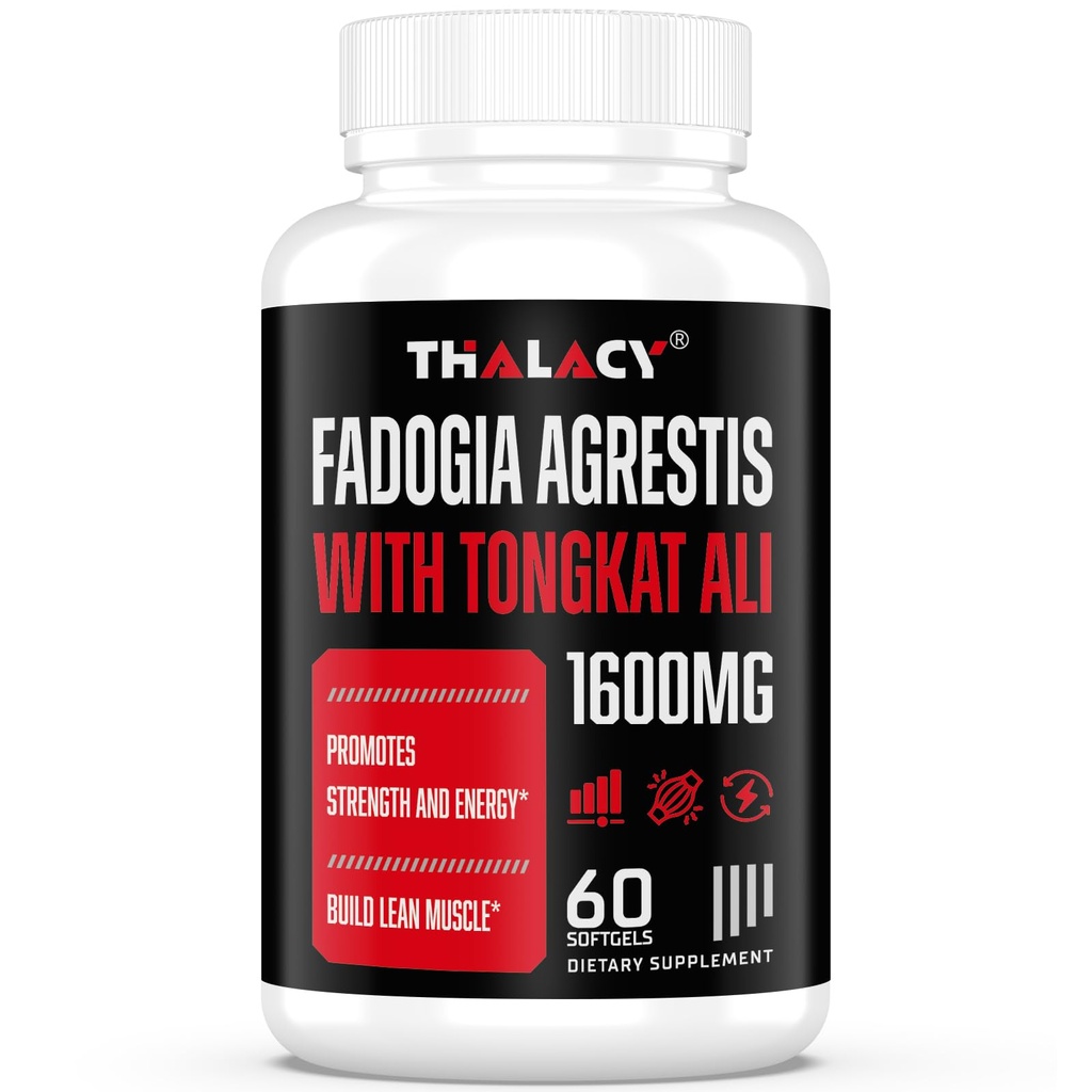 1600 mg Fadogia Agrestis Tongkat Ali Supplement, Fadogia Agrestis Extract för Män med Ashwagandha - Maximal styrka, 60 Softgels