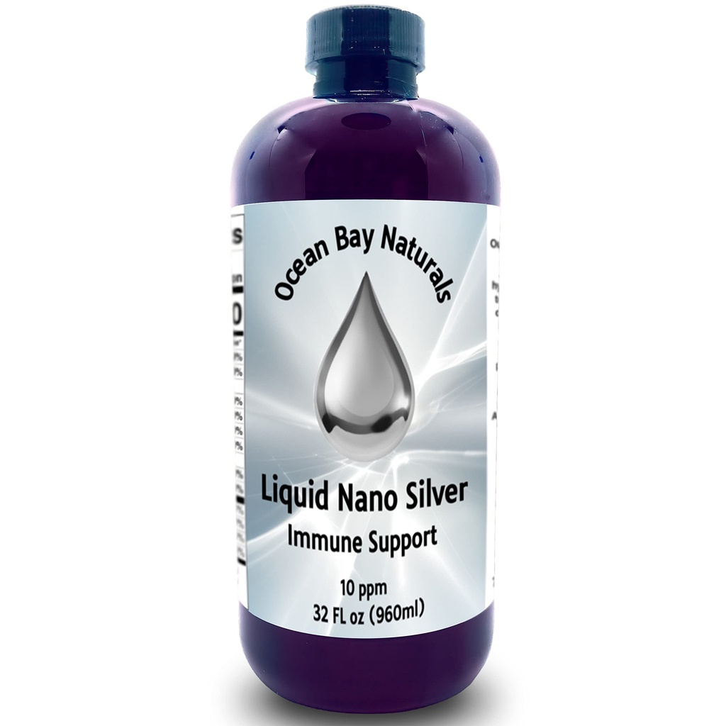 Flytande Nano Silver | Mer Absorberbart än kolloidalt silver | 10ppm | 32oz Amber PET Plastflaskor