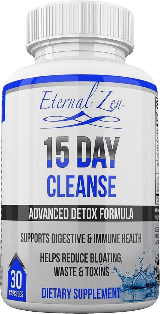 Eternal Zen 15 Day Colon Cleanser Detox med extra styrka örter, är Senna en snabbverkande naturlig laxermedel för förstoppningshjälp - Hela kroppen rengöra - 30 kapslar