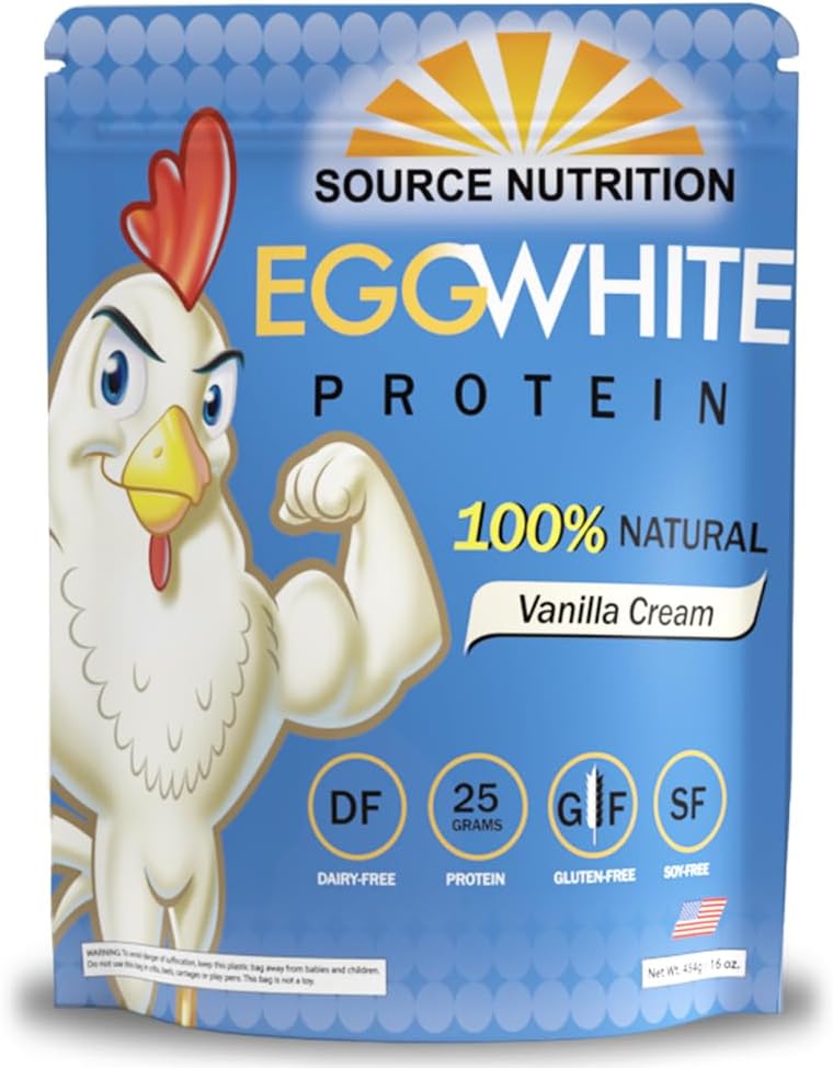 TradeKing 1 lb Egg White Protein Powder by Source Nutrition - 25 Grams Protein, Bygg Lean Muscle, Dairy Free - Vanilla Cream