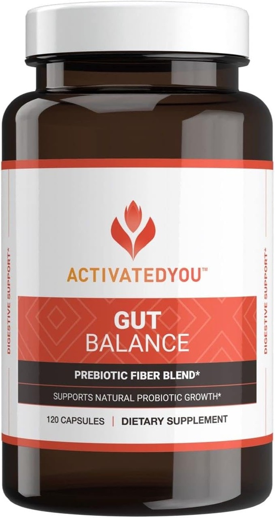 ACTIVATEDYOU Gut Balance Prebiotic Fiber Blend hjälper till att reglera och stödja Digestive Health & främja hållbar energi, män och kvinnors prebiotika för tarmhälsa - (120 kapslar)