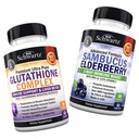Glutathione Komplex med mjölk Thistle Extract, Vitamin C & Quercetin + Sambucus Elderberry Capsules med Zink & Vitamin C - Natural Antioxidant Formulas - Främjar Liver & Immune Support