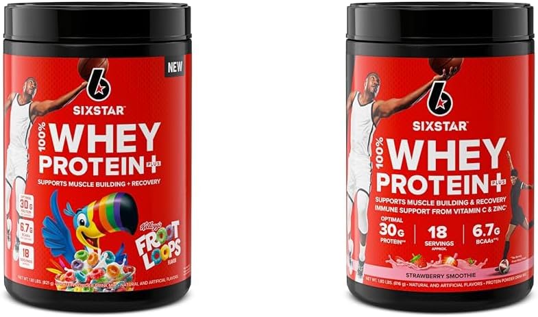 Sex Star Whey Protein Powder Froot Loops Flavor & Strawberry Smoothie | Muscle Building & Recovery Plus Immune Support | 30g Protein | Män & Kvinnor