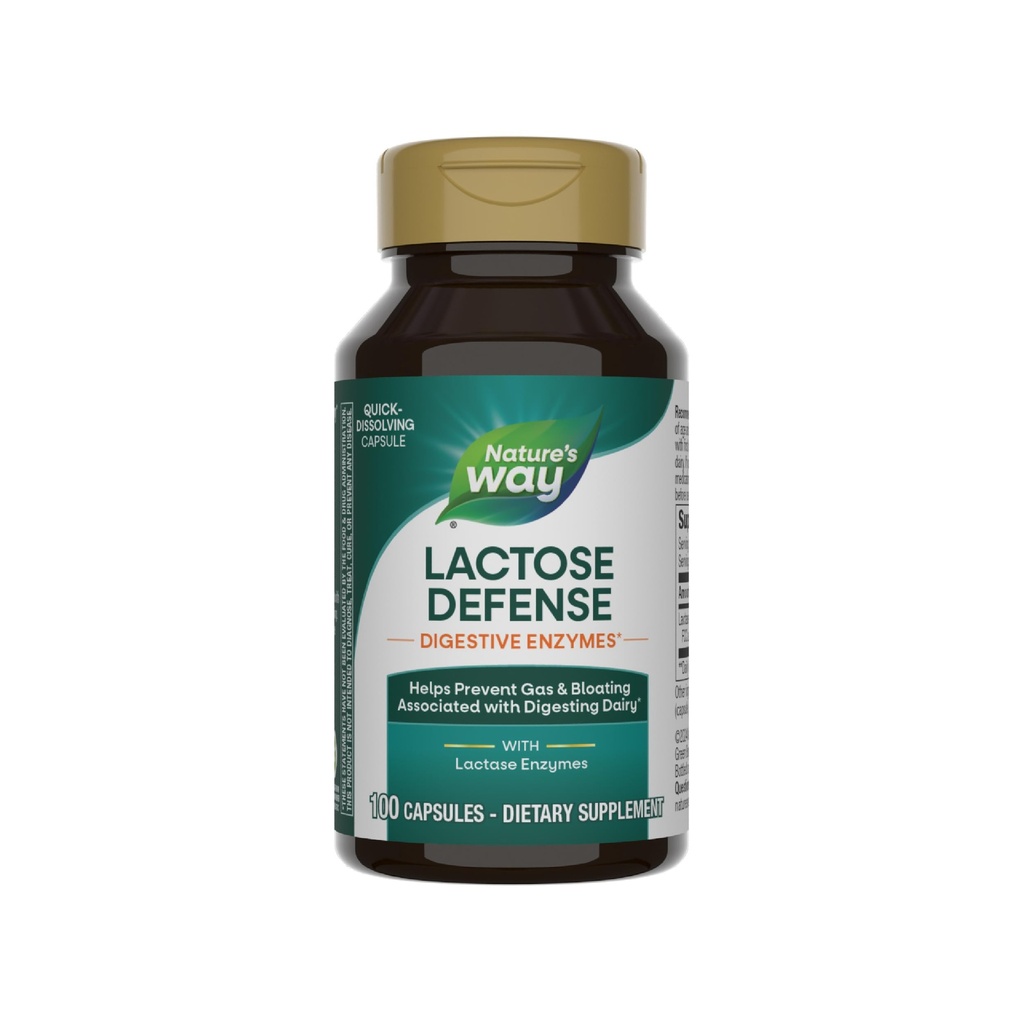 Naturens Way Lactose Defense, Digestive Enzymes*, stöder Digestion of Dairy*, 690 mg laktas per 3-Capsule Servering, 100 kapslar (Packaging May Vary)