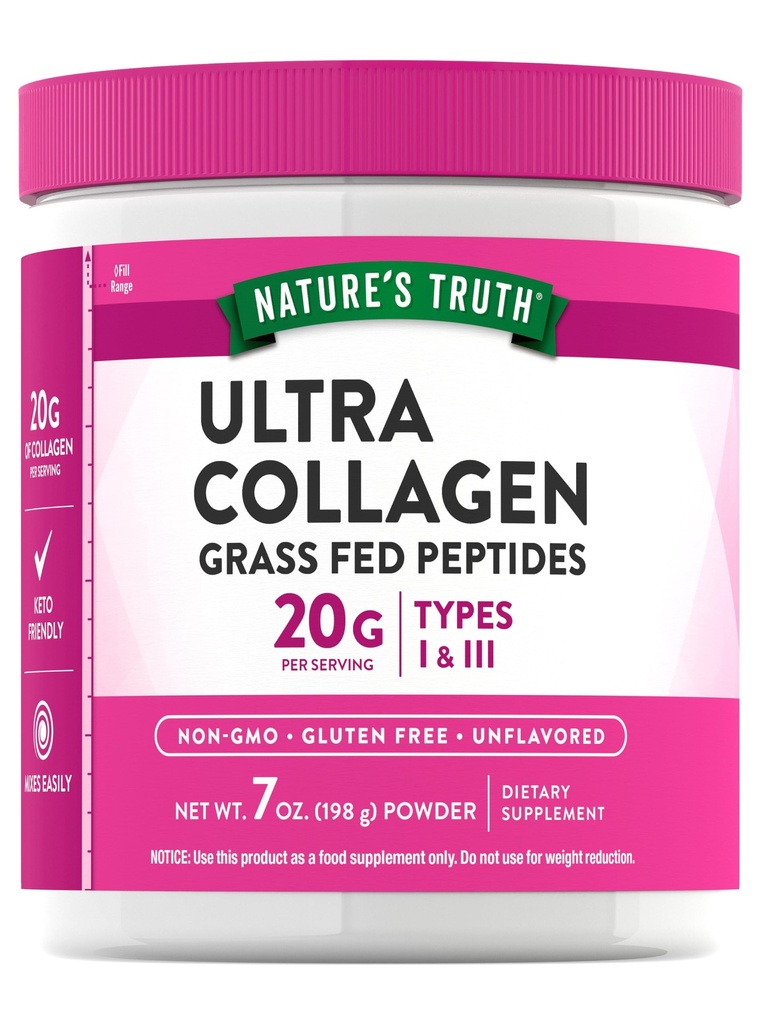 Nature's Truth Collagen Powder | 7 oz | Type I and III | Unflavored | Grass Fed Peptides and Keto Friendly | Non-GMO & Gluten Free Supplement