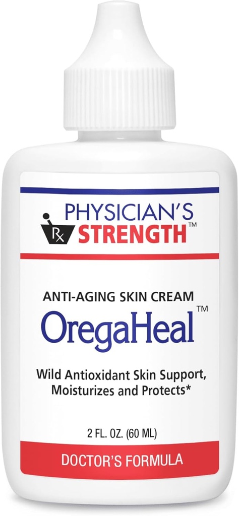 Physician's Strength OregaHeal Cream - 2 fl oz - Anti-Aging Skin Cream - Wild Antioxidant Skin Support - Moisturizes & Protects - Suitable for All Skin Types