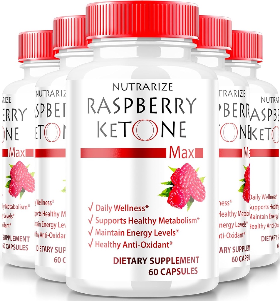 (5 Pack) Raspberry Ketone Capsules, Officiell Raspberry Ketone för viktminskning, All-Natural Keto Formel för att låsa upp din kropp och Fitness mål, RaspberryKetone 1200MG Supplement, Recensioner (300 kapslar)