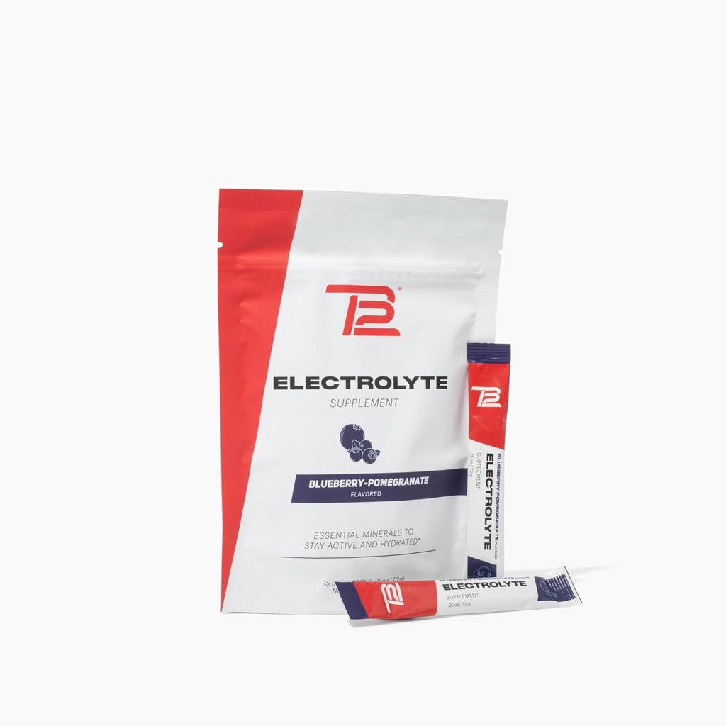 TB12 Electrolytes Powder Packets Blueberry Pomegranate - Mineral-Rich Electrolyte Powder för snabb Hydration av Tom Brady - Naturlig, Låg Sugar, Vegan, Gluten-Free, Lätt att Mix - 15 Stickpacks