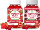 Lunakai USA Made Womens Multivitamin & Biotin Gummies Bundle - Energy & Hair, Skin, Nail Support - Naturligt smaksatt - 60 icke-GMO Gummies