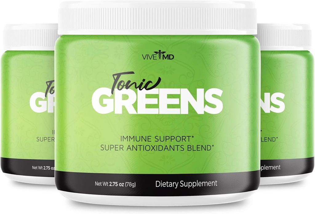 Tonic Greens Powder Vitamin Boost Supplement Officiell Formel - Natural Green Blend Energy Supplement Extra Strength - BCAA L-Glutamin Vitamin B6, Revolutionary Energy Fix Solution Reviews (3 Pack)