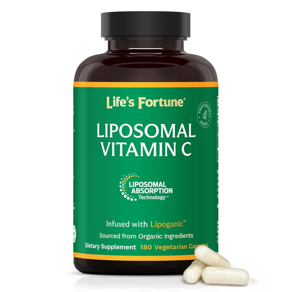 Life's Fortune Liposomal Vitamin C 2100 mg, Fast Acting Absorption, Högre Bioavailability Supporting Immune System, High Antioxidant Supplement Formel - Collagen Booster - 180 kapslar
