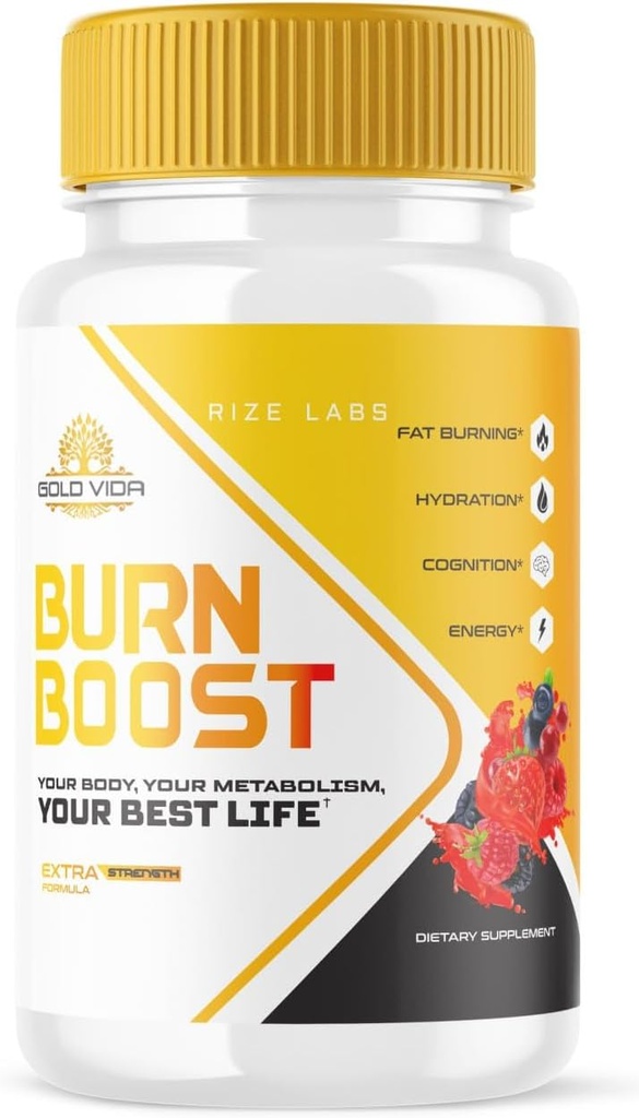 rize labs Gold Vida Burn Boost Weight Loss Supplement, Capsules for Total Body Wellness and a Healthy Lifestyle, Pills for Leaner Physique (60 Capsules)