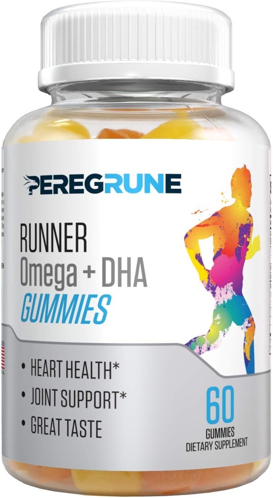 Runner Omega 3, 6 och 9 Gummies Plus DHA - Dagliga körtillskott - 50% mindre socker - Hjärt & Joint Health Gummy för idrottare - GMP Certified