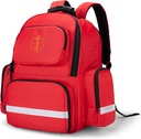 Trunab First Responder Bag Trauma Backpack Empty, Medical Emergency Kits Storage Jump Bag Pack för EMT, EMS, Polis, Brandmän, säkerhetsansvariga - Patented Design Red