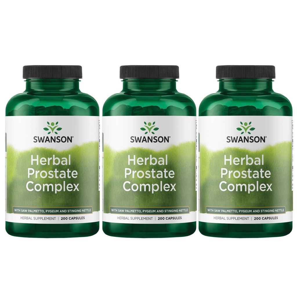 Swanson Herbal Prostate Complex - Mäns Supplement - Funktioner Pygeum, Saw Palmetto & Stinging Nettle - (200 kapslar) (3 Pack)