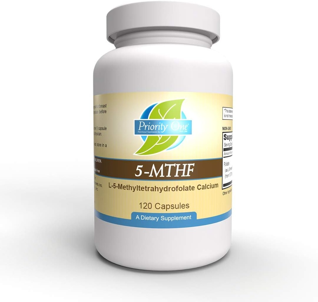 Prioritet Ett vitaminer 5-MTHF 1mg folattillskott Biotillgänglig aktiv form Vitamin B9 120 Vegetariska kapslar [6]-5-Methyltetrahydrofolatmetylering