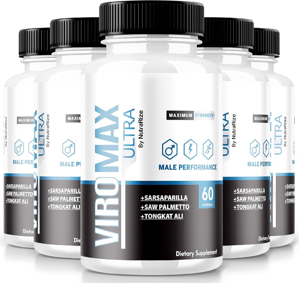 NutraRize (Pack of 5 ViroMax Ultra Pills, Maximal Strength Formel för att öka energi och prestanda, All-Natural Capsules for Muscle Strength, Supplement Reviews (300 kapslar)