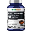 NusaPure Full Spectrum Black Cumin Seed 10:1 Extract, 450 mg Equivalent till 4500mg 180 Veggie Powder Caps Non-GMO, Vegan Non-Oily