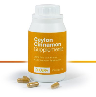 Dru Era Ceylon Cinnamon Supplements 250mg X 240 kapslar med 100% Alba Ceylon Cinnamon Powder & Shipped från Ceylon av DRUERA (1)