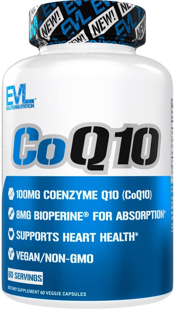 EVL High Absorption CoQ10 100mg - Advanced Antioxidant Coenzyme Q10 Supplement for Health Brain Support Energy Production and Healthy Aging - CoQ10 med Bioperine Health Supplement