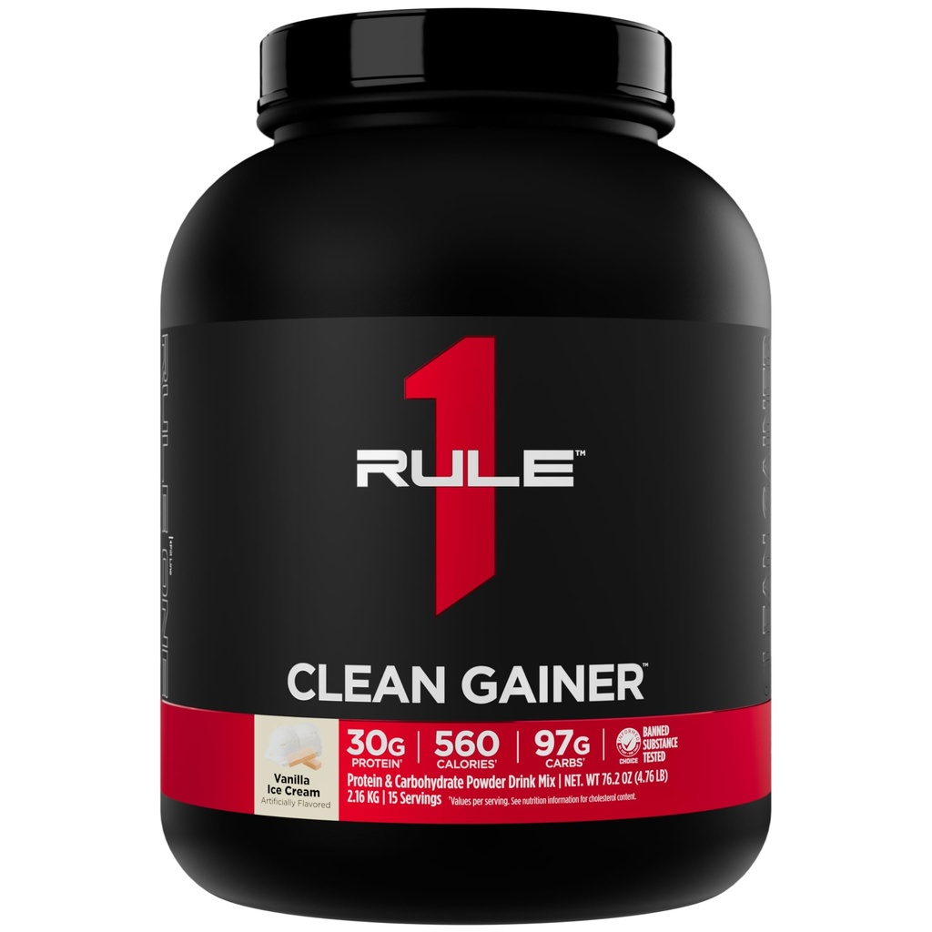Regel 1 Clean Gainer - High-Protein Lean Gain Formel med 560 kalorier, 30 g Full-Spectrum Protein, Över 90 g kolhydrater, Under 6 g fett (15 portioner, Vanilla Ice Crème)