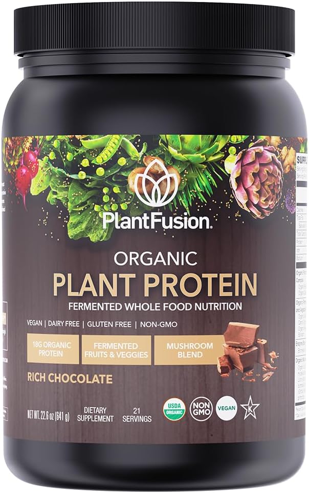 SOTRU Organic Vegan Protein Powder - Whole Food, Plant Based Protein Powder with Green Superfoods, Enzymes & Probiotics - USDA Certified Organic, Non-GMO, Gluten-Free - Chocolate 18.5 oz, 21 Servings