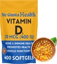 D3 10 mcg (400 IE) 400 Softgels | Vitamin D3 Supplement | Vitamin D3 Softgels | Essential för kalciumabsorption | Kosttillskott för ben, tänder, muskel och immunhälsostöd