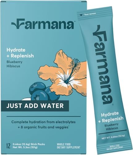 Lågt natrium Electrolyte Drink Mix - Naturliga elektrolyter, organiska frukter och gröna - No Added Sugar Electrolyte Drink Mix för snabb hydrering, energi och återhämtning - Blueberry Hibiscus smak