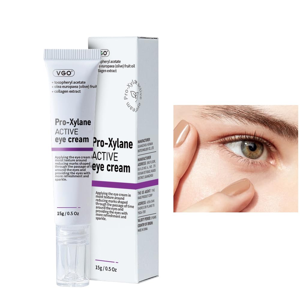 VGO Eye Cream 2% Pro-Xylane Eye Repair Cream för Mörka Cirklar & Puffiness Under Eyes, Pro Xylane + 6D Hyaluronsyra till Firm Skin, Reduce Wrinkles, Fine Lines, 15g/0.5 Oz