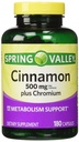 Spring Valley - Cinnamon 500mg Plus Chromium, Twin Pack, 2 flaskor av 180 kapslar