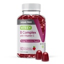 VITEEY Vitamin B Complex Gummies med vitamin C, Sugar Free - Energy, Metabolism & Nerve Health - B6, B12, Folic Acid, Biotin - Vegan, Gelatin Free, GMO Free - Tasty Chewable Strawberry Flavored Gummy