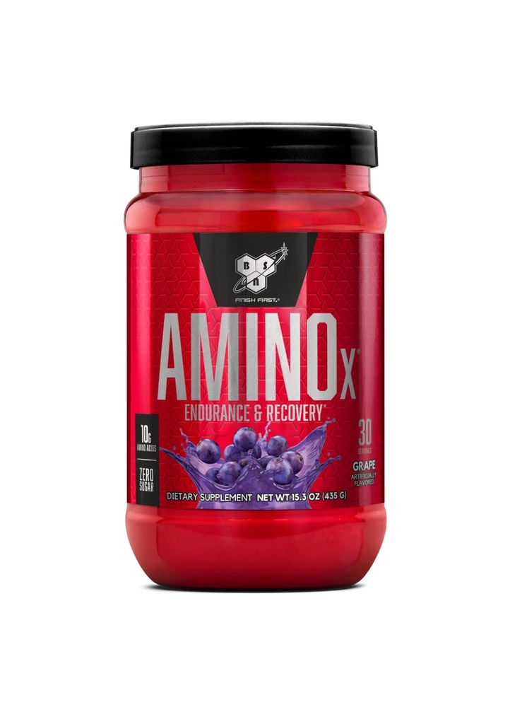 BSN Amino X Muscle Recovery & Endurance Powder med BCAAs, 10 Grams of Amino Acids, Keto Friendly, Caffeine Free, Support Endurance, Zero Sugar, Grape, 30 portioner (Packaging May Vary)