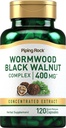 Piping Rock Wormwood Black Walnut Capsules 400mg | 120 greve | Herbal Extract Complex | Non-GMO, Gluten Free Supplement