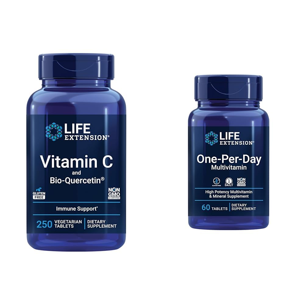 Life Extension Vitamin C & Quercetin Phytosome Plus Multivitamin med 25+ vitaminer, mineraler och extrakt - 250 tabletter, 60 tabletter