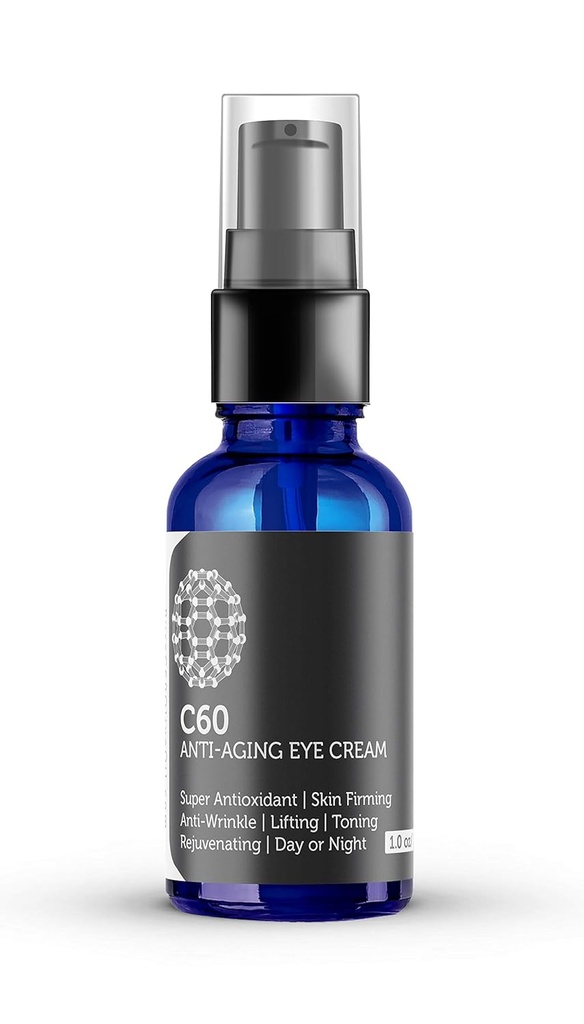 C60 Anti-Aging Eye Cream 30ml med Matrixyl 3000, Tripeptide-5, Hydrating Botanical Hyaluronic Acid och Vitamin C för män och kvinnor tillverkade med organiska ingredienser