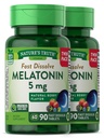 Naturens Sanning Melatonin 5 mg | 180 Snabbupplösta tabletter (2 X 90 Twin Pack) | Naturbär smak | Vegetarisk, icke-GMO, Gluten fri tillägg