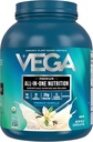Vega Organic All-in-One Vegan Protein Powder French Vanilla (43 portioner) Superfood Ingredienser, Vitaminer för immunitetsstöd, Keto Friendly, Pea Protein för kvinnor och män, 3.10lbs (Pack av 6)