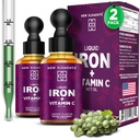 [2 Pack] Liquid Iron Supplement med vitamin C - 18mg Iron & 50mg Vitamin C för Anemia Support - Blodbyggare Drops för kvinnor och män - Snabb Absorption, ökar energi och immunitet - Vegan, icke-GMO
