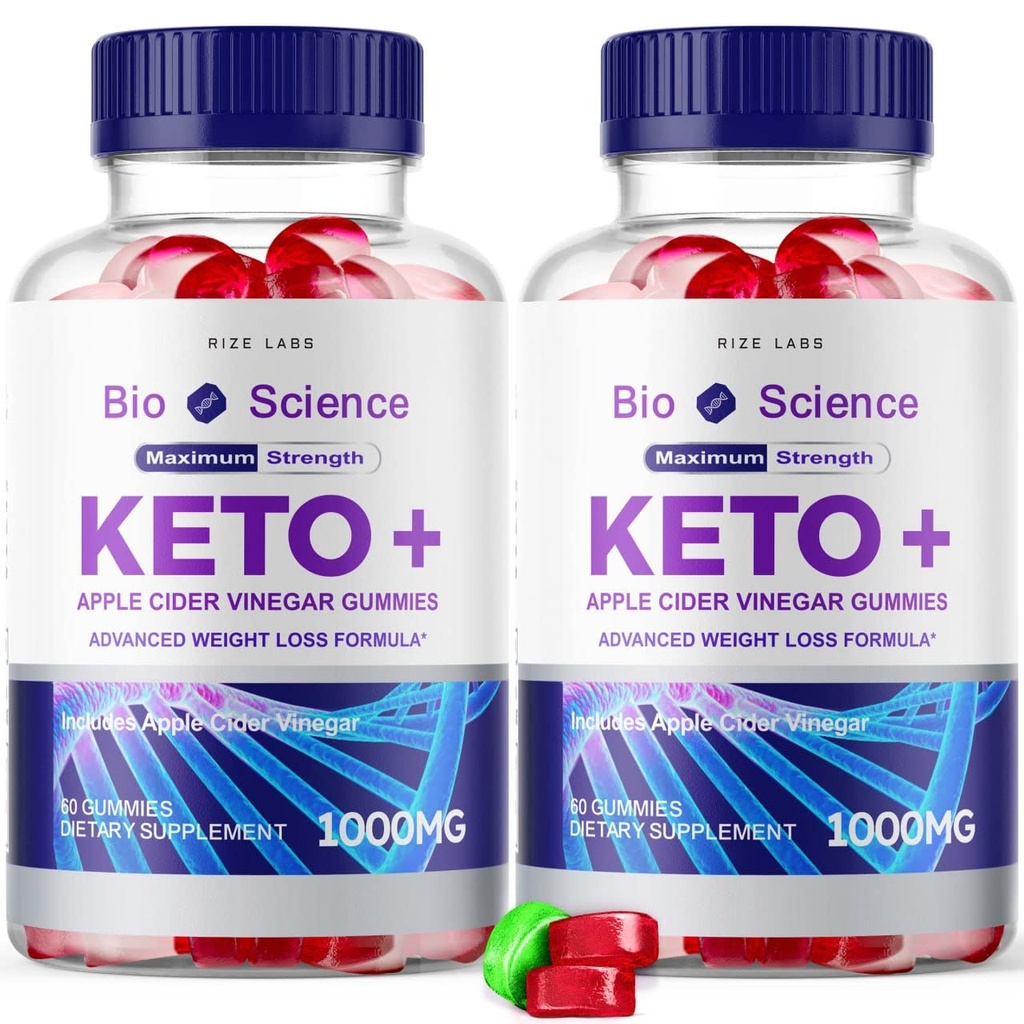 Rize labs - Bio Science Keto Plus Gummies för viktminskning, extra styrka, avancerad formel innehåller Apple Cider Vinegar Gummies (120 Gummies) (Pack of 2)