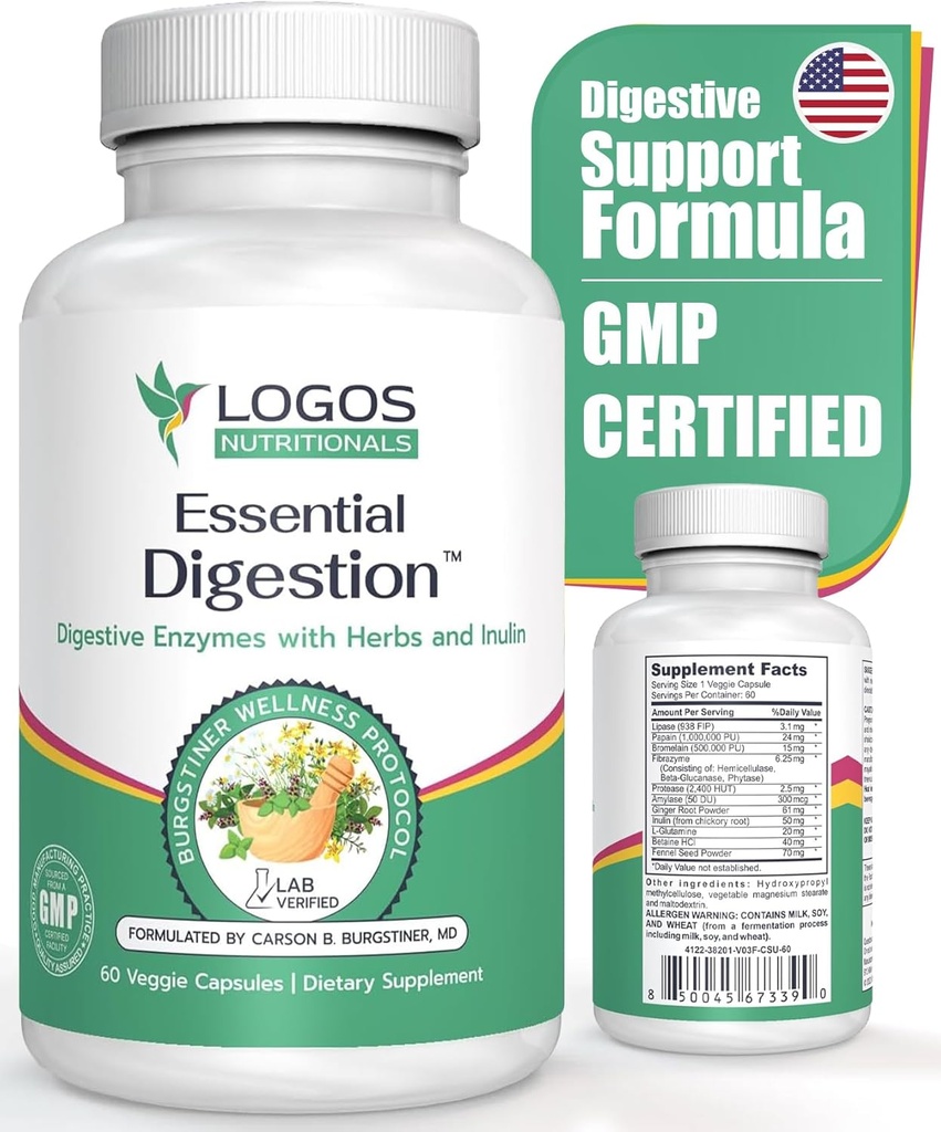 Essential Digestion 90 Veggie Caps - Digestive Enzymes för att förbättra Digestive och Gut Health och lindra matsmältningsfrågor - för män och kvinnor