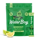 Waterboy Workout Hydration | 2 960mg Sugar Free Electrolyte Powder Packets | L-Glutamin + Vitaminer | No Sugar, All Natural, Gluten Free | 15 Drink Stick Mixes (Lemon Lime)