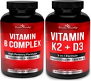 Divine Bounty Super B Complex Vitamins & Vitamin K2 med D3 Bundle