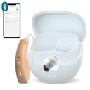 RIC Single Hearing Aid for Seniors, CUSTOM FIT Digital Over-The-Counter Rechargeable Tinnitus Masking Premium Hearing Aid Solution for Adults,Nearly Invisible Bluetooth Call Enabled, Auto-On, 1pc Vänster Side